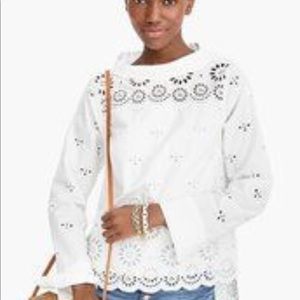 J Crew white eyelet blouse
